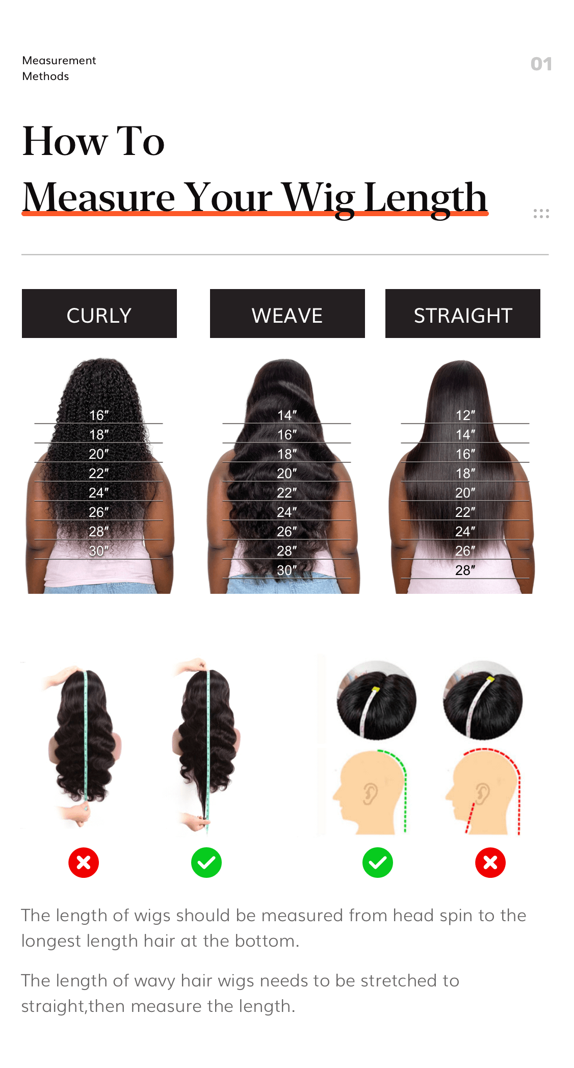 how to measture wig length