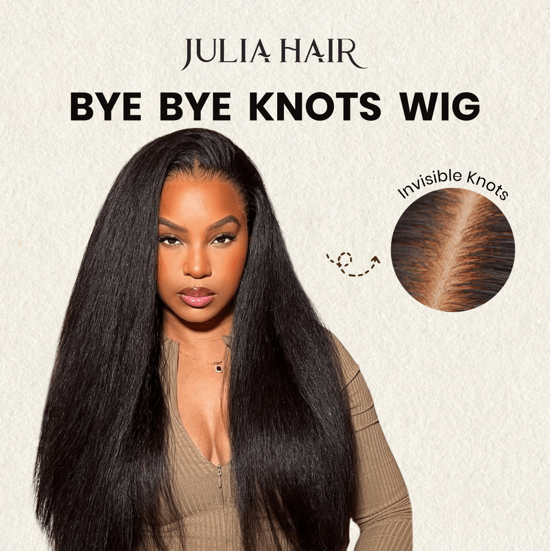 Julia Hair Bye Bye Knots Wig 7x5 Pre Cut Lace Kinky Straight Pre-bleached Glueless Wigs