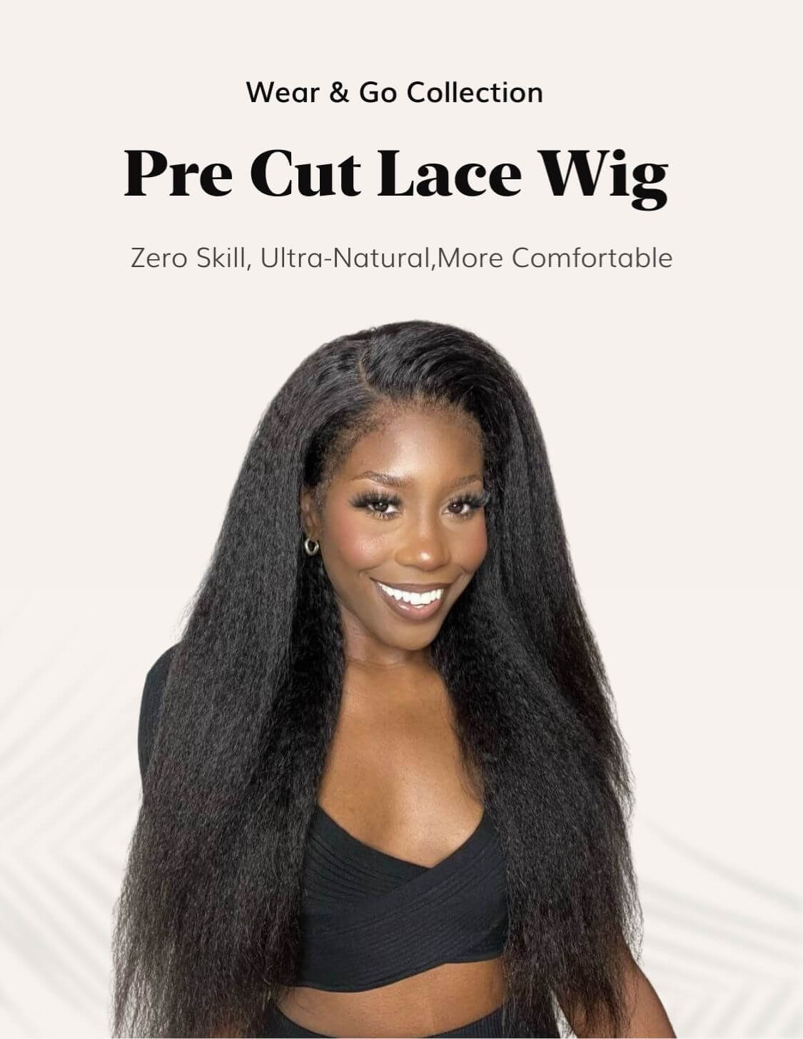 Julia Hair Affordable Yaki Kinky Straight 6*4.5 Pre-Cut Lace Breathable Cap Wear And Go Wig 150% Density Flash Sale 0 Off